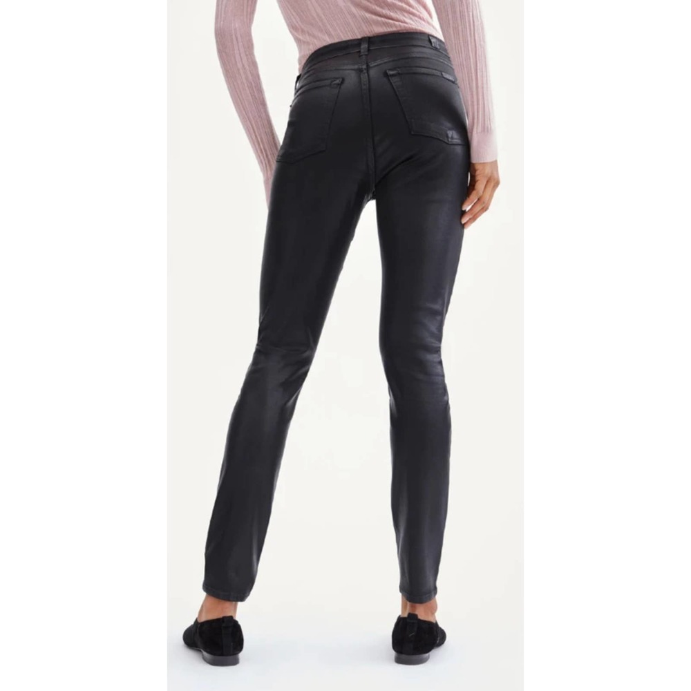 7 for all Mankind | Bair Black Coated Skinny Fit Jeans Size 24